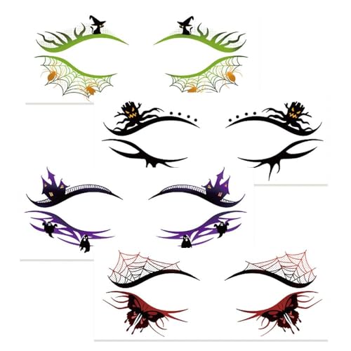 Ancnoz Halloween Eyeshadow Stickers Temporary Face Tattoos 4 Pairs