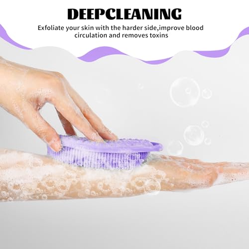 ZYLOP Silicone Body Scrubber & Shampoo Brush, 2-in-1 Gentle Exfoliating Bath Sponge Alternative, Fast-Drying Sensitive Skin Shower Tool, 2-Pack