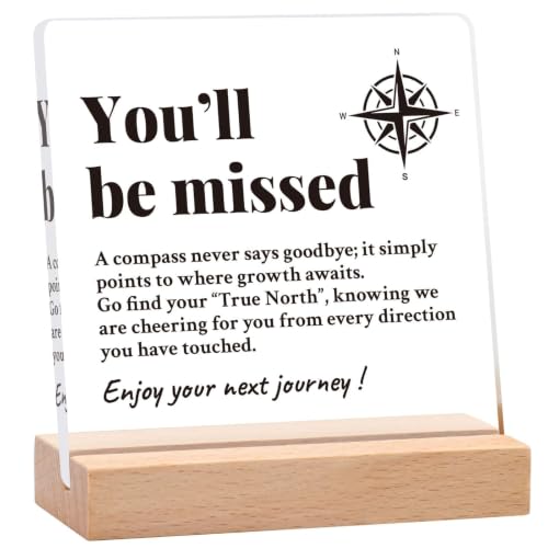 You Will Be Missed Compass Plaque - Farewell Gift for Coworkers & Boss
