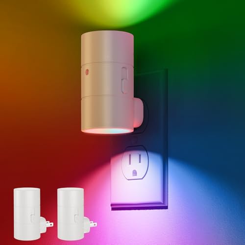 White RGB Night Light Plug-in Wall Night Light 6 Colors Dimmable Sensor 2 Pack