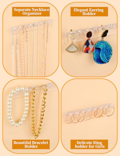 Transparent 12Pcs Wall-Mounted Jewelry Organizer - Acrylic Necklace Holder