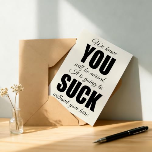 Lhazyl Funny Coworker Farewell Card - Going to Suck Sarcastic Goodbye from Group Team - Model LVE-HK-KC85