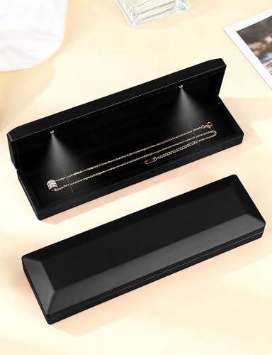 Hatori Black Long Chain Necklace Gift Box with LED Light