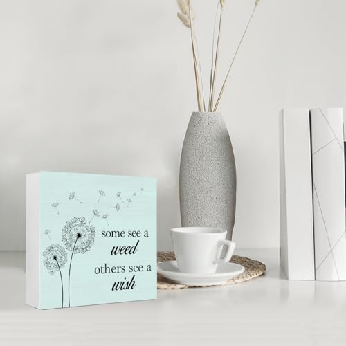 Inspirational Dandelion Quote Wooden Sign - 5x5 Desk Decor