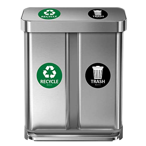 IGNIXIA Recycle & Trash Stickers Pack of 4 - Green/Black Indoor & Outdoor Decals