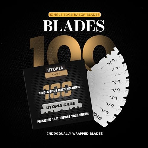 Utopia Care Single Edge Stainless Steel Razor Blades 100 Count