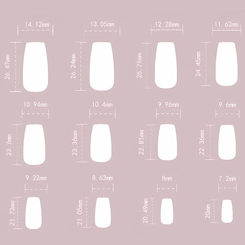 Pink Floral Press on Nails Long Square Reusable False Nails with Bows 24PCS