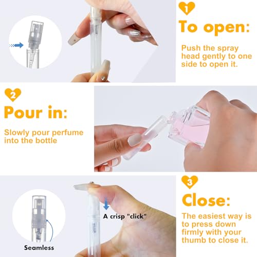 Chiallco 10-Pack 5ml Refillable Travel Perfume Spray Bottles, Clear Plastic Fine Mist Atomizers