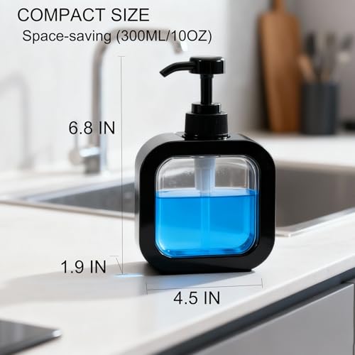 10oz Refillable Soap Dispenser - Leak-Proof PET Plastic - Black
