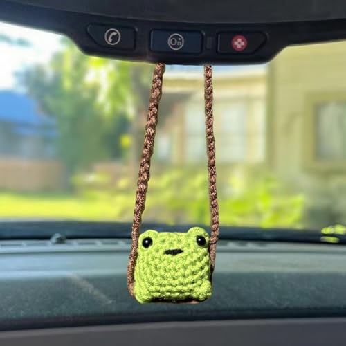 Cute Crochet Frog Car Decor | Hand-Made Rear View Mirror Charm