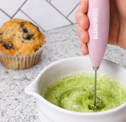 BlendWell Handheld Electric Milk Frother for Coffee and Matcha - Rose Pink
