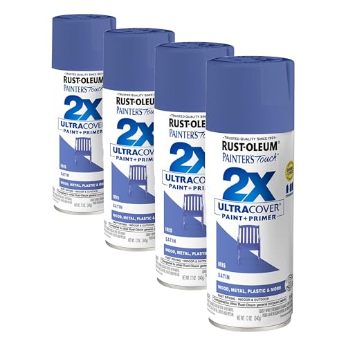 Rust-Oleum Painter's Touch 2X Ultra Cover Spray Paint, Satin Iris - 12 oz (Pack of 4)