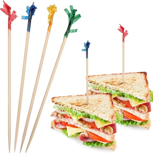 500Pcs 4-Inch Colored Frill Cocktail Picks for Appetizers and Drinks