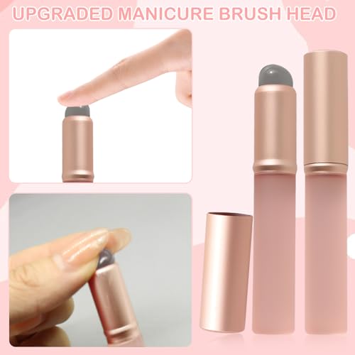 CANIPHA 2Pcs Silicone Ombre Nail Brush Gradient Art Tool with Cap (Pink)