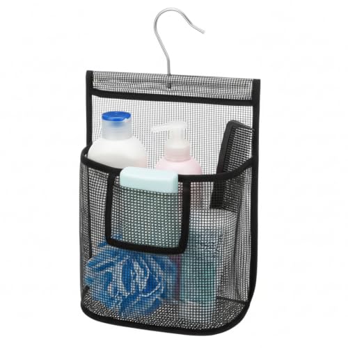 Compact Mesh Shower Caddy - PVC Bathroom Storage Organizer with Hooks for Travel, Dorm, Gym