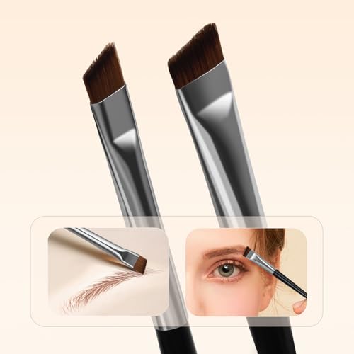 Angled Eyebrow Brush and Spoolie 2-in-1 Precision Makeup Tool - 2 Pcs