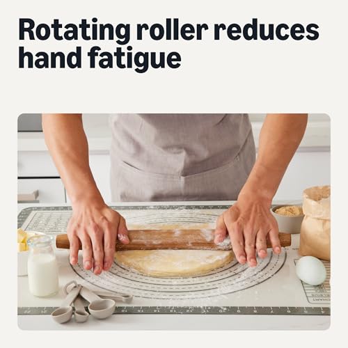 Amazon Basics Acacia Wood French Rolling Pin - 17 in, Nonstick