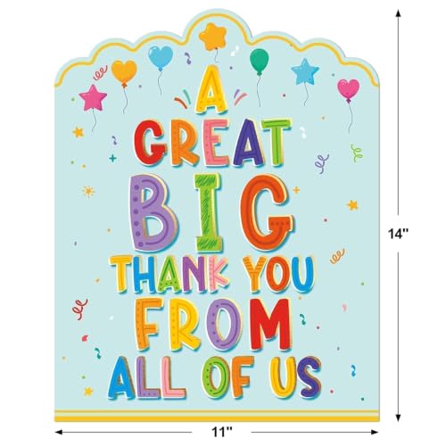 Jumbo Thank You Cards - 3 Pack, 14x11 Inches, Giant Appreciation Notecards