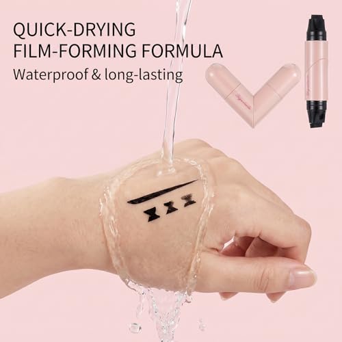 Dual-Ended Winged Eyeliner Stamp Pen 2 PCS Waterproof Black and Brown