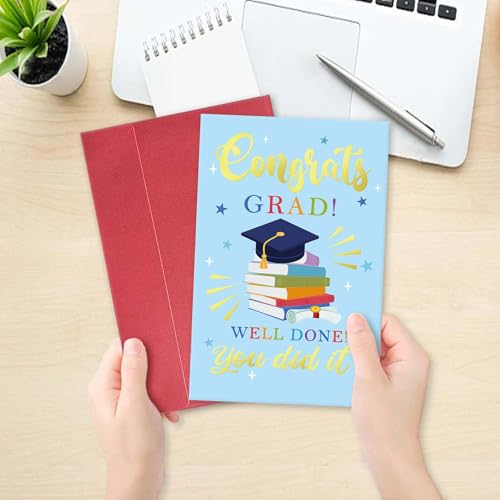 Congrats Grad Graduation Card - Premium 300gsm Greeting Card for Graduates