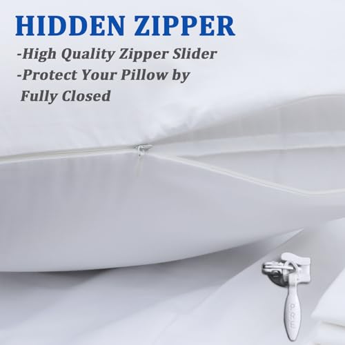 Precoco 100% Cotton Queen Pillowcases - 600 Thread Count, 2 Pack, White