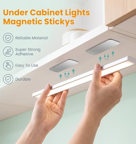 10 Pack Magnetic Mounting Plates for Under-Cabinet Lights - Silver