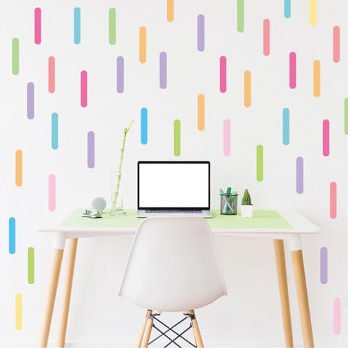 Pastel Rainbow Sprinkle Wall Decals - 300PCS Removable Confetti Stickers for Walls & Decor