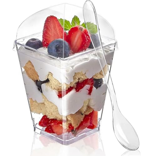 75 Pcs 5 oz Mini Dessert Cups with Dome Lids & Spoons - Perfect for Parties