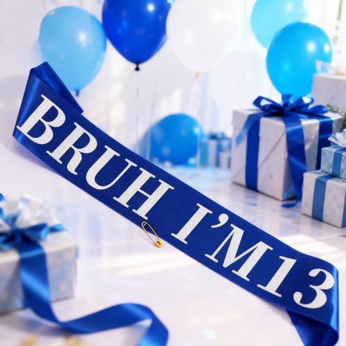 BRUH I’M 13 Birthday Sash for Boys & Girls - Fun Satin Party Decor