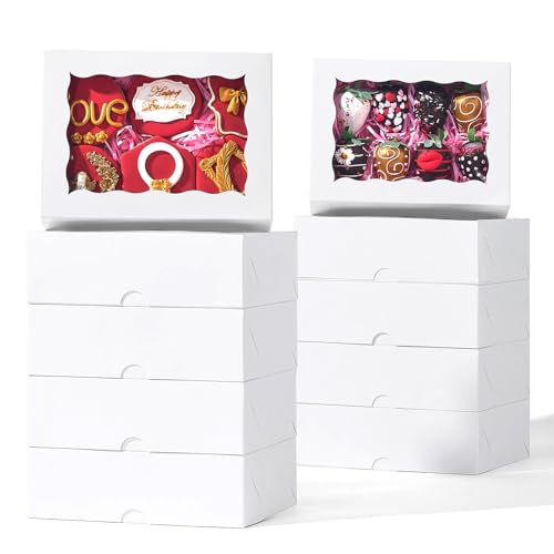 50 Pack White Bakery Boxes with Window for Pastries & Treats - Variation of 50 / White