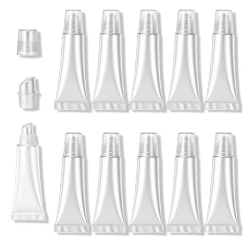 APLZGMG 10Pcs Empty Lip Gloss Tubes Refillable Plastic Squeeze Containers for DIY Lip Balm and Travel Lotions