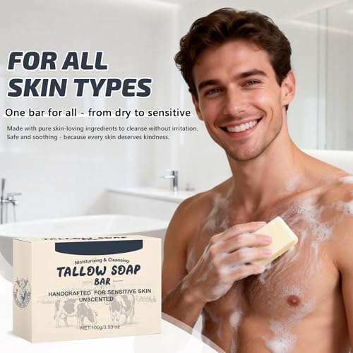 Grass-Fed Beef Tallow Soap Bar - Organic Moisturizing Face & Body Wash