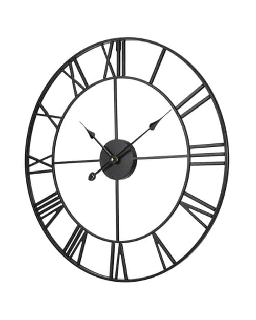 VEVOR Large Wall Clock, 24 in Wall Clock Roman Numerals, Battery Operated Non Ticking Classic Decorative Round Clocks, for Living Room Bedroom Office Kitchen Dining Room Home Decor