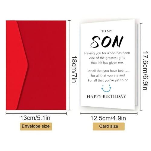 Funny Birthday Card for Son - 5x7 Inch with Envelope