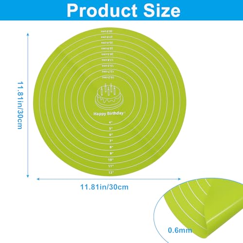 12-Inch Round Silicone Baking Mat with Measurements - Non-Stick & Heat Resistant