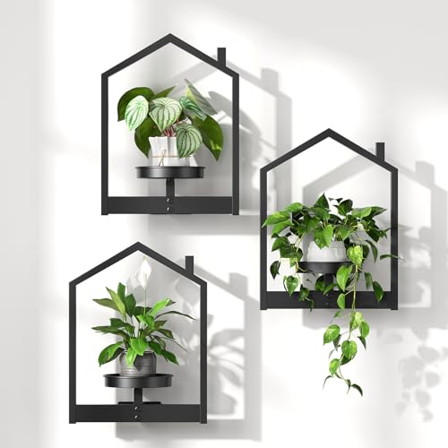 HOOBRO 3-Pack Metal Floating Shelves for Indoor Plants