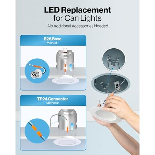 Sunco Retrofit LED Recessed Lighting 6 Inch, Can Lights for Ceiling, 1200 LM, 15W, Selectable CCT 2700K/3000K/4000K/5000K/6000K, Dimmable, Ultra Thin Flat Light Fixture UL 2 Pack.