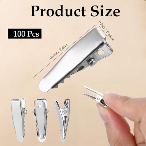 100pcs Small Metal Alligator Hair Clips Silver for DIY Crafts and Hair Bows