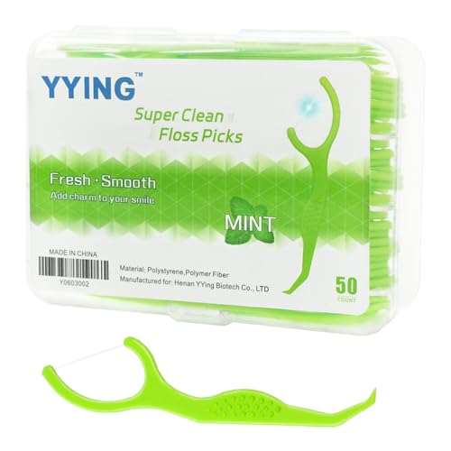 Dental Floss Picks 50 Count Extra Strong Mint Flossers with Case
