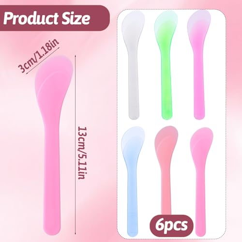 6Pcs Plastic Makeup Spatulas & Cream Scoops for Skincare Mixing