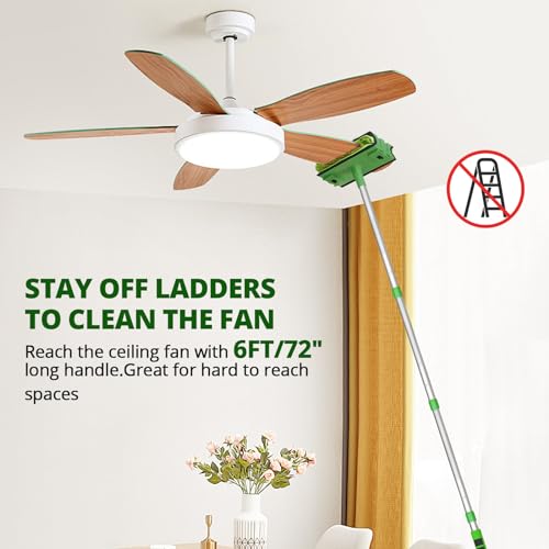 Ceiling Fan Duster with Reusable Microfiber Pads - 2-Piece Set