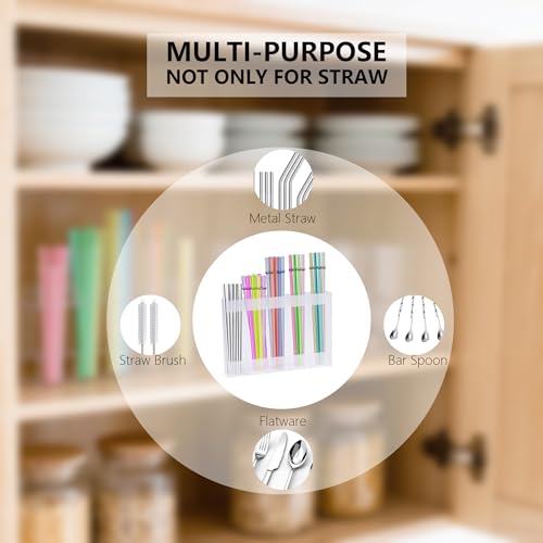 Ortarco Acrylic Straw Holder Organizer for Cabinet Door with Drainage