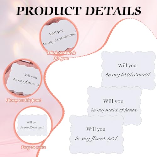 12 Bridesmaid Proposal Cards Set with Envelopes - Elegant Design