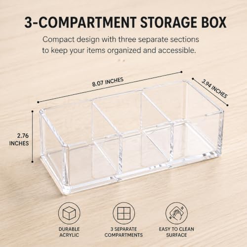 Clear Acrylic Vanity Organizer with Adjustable Dividers - Stackable & Dustproof Storage for Hair Accessories & Jewelry