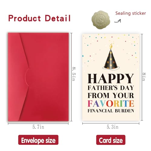 Funny Father's Day Card - Premium 8x5.3 Inch Card with Envelope