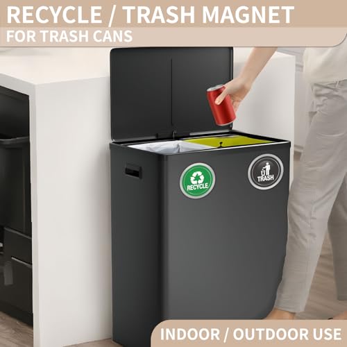 Round Recycle and Trash Magnets for Kitchen Bins