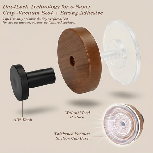 LEBUWOQ Suction Cup Hooks - Waterproof Heavy-Duty Adhesive Wall Hooks for Bathroom & Kitchen