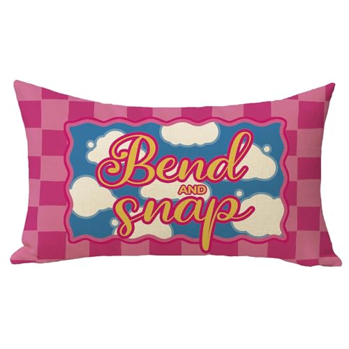 Funny Movie Quote Decorative Throw Pillow Cover 12x20 - Pink Plaid