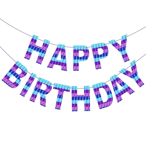 VitalCozy Video Game Happy Birthday Banner - Pre-Strung Party Decoration