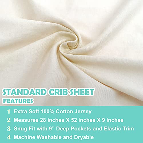 Fitted Crib Sheets 2-Pack, 100% Cotton Jersey, Cream